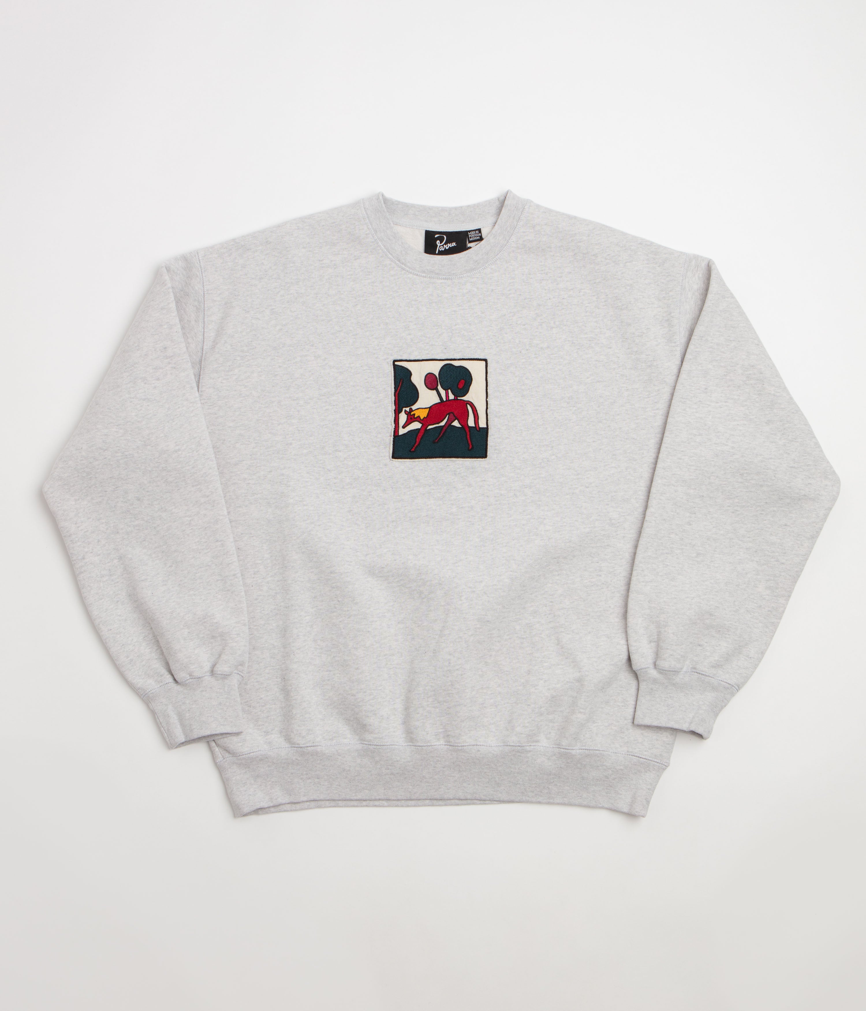 by Parra Long Lost Leg Crewneck Sweatshirt in Heather Grey