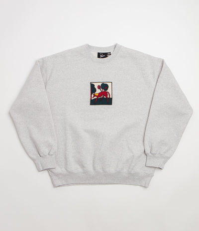 by Parra Long Lost Leg Crewneck Sweatshirt in Heather Grey
