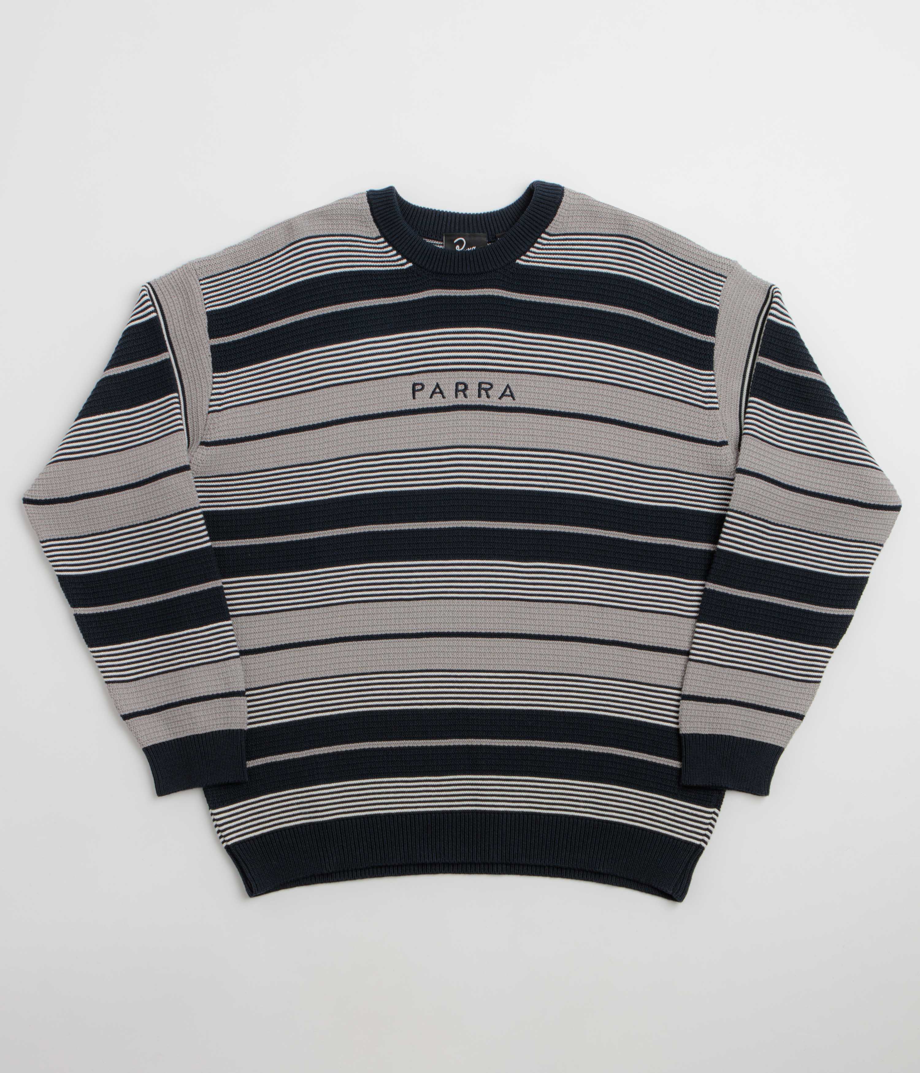 by Parra Neatly Striped Knitted Crewneck Sweatshirt - Navy Blue