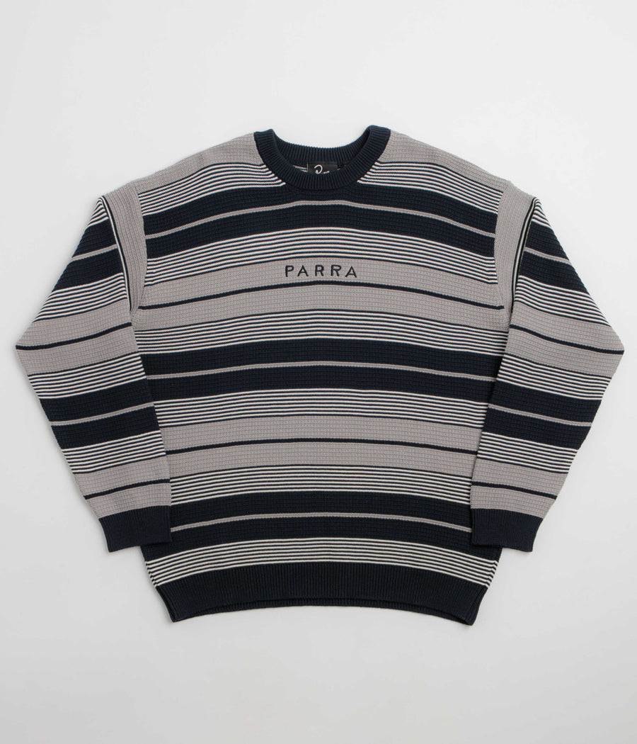 by Parra Neatly Striped Knitted Crewneck Sweatshirt - Navy Blue