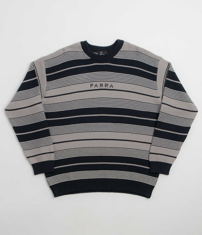 by Parra Neatly Striped Knitted Crewneck Sweatshirt - Navy Blue