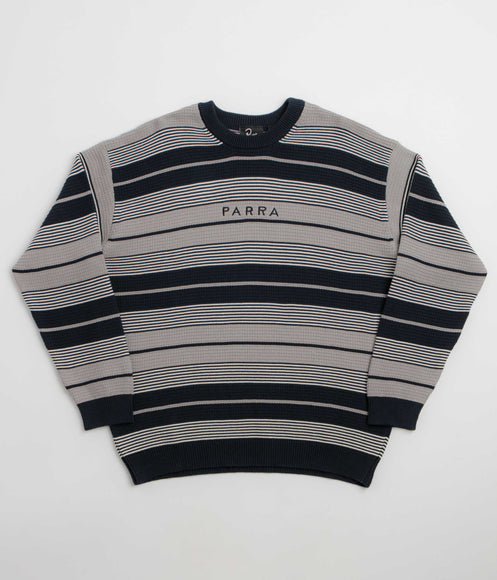by Parra Neatly Striped Knitted Crewneck Sweatshirt - Navy Blue