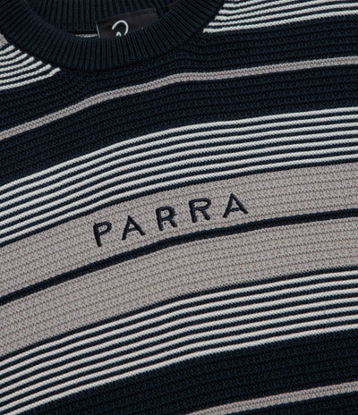 by Parra Neatly Striped Knitted Crewneck Sweatshirt - Navy Blue