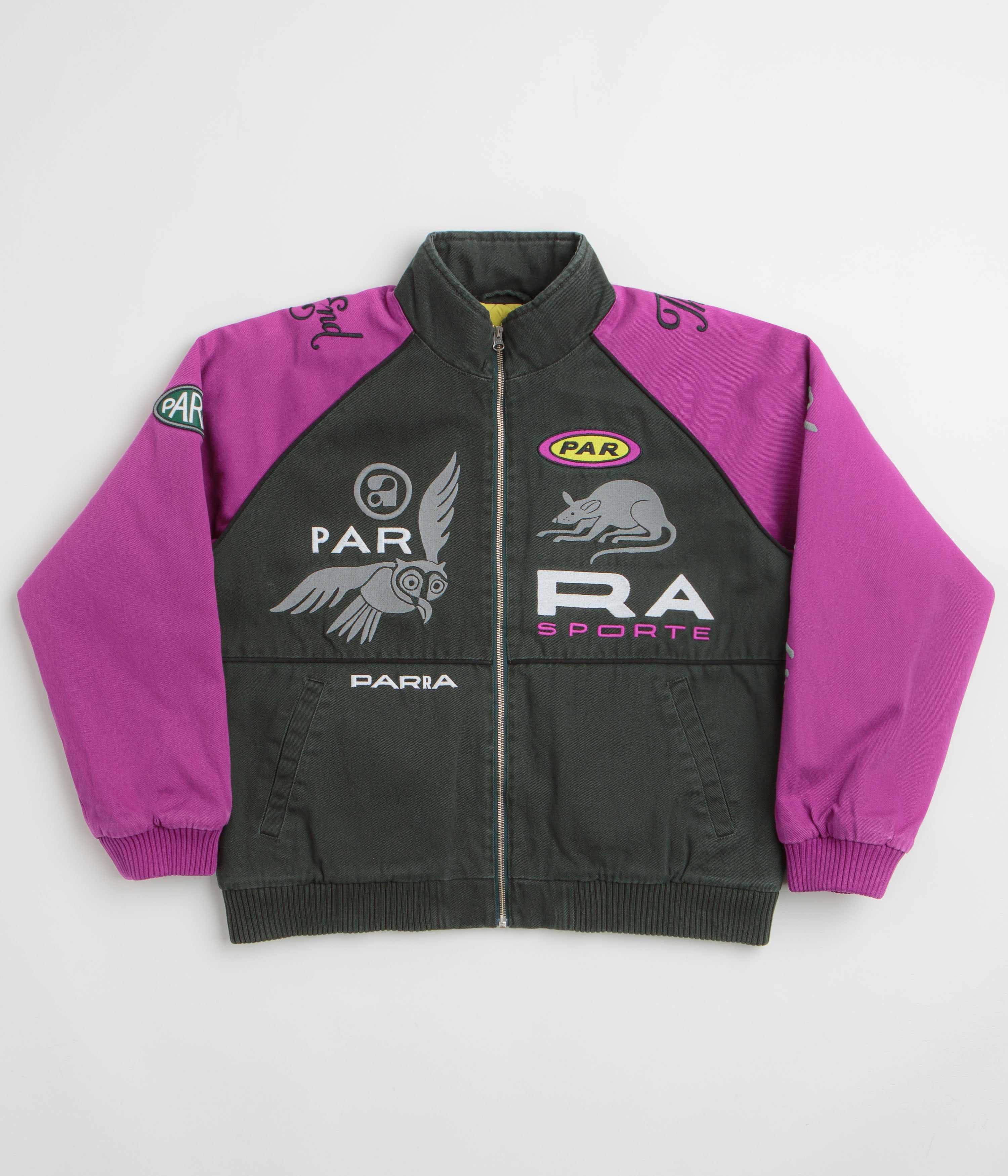 by Parra Owl Meets Rat Racing Jacket - Purple Pink