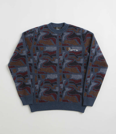 by Parra Repeat FTP Booster Knitted Sweatshirt - Blue
