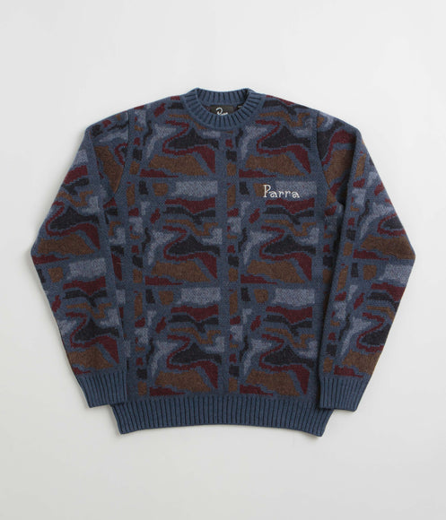by Parra Repeat FTP Booster Knitted Sweatshirt - Blue