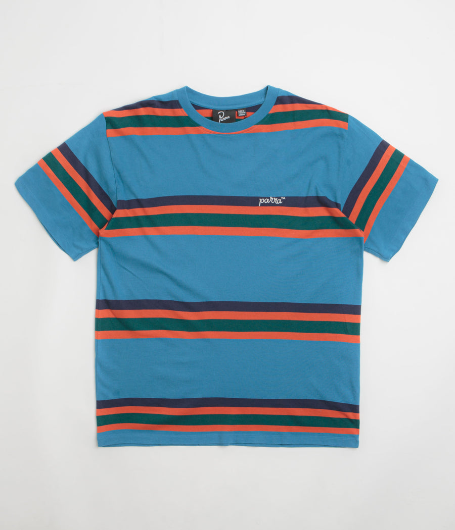 by Parra Script Striped T-Shirt in Blue