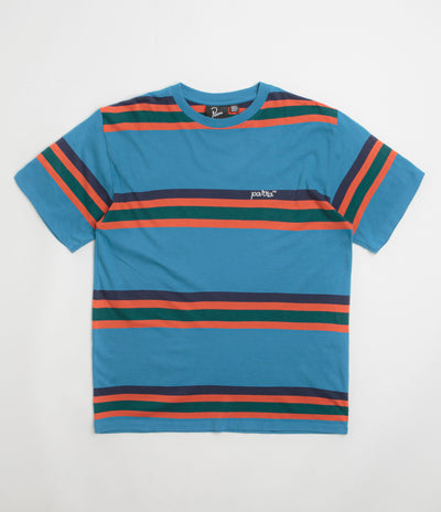 by Parra Script Striped T-Shirt in Blue