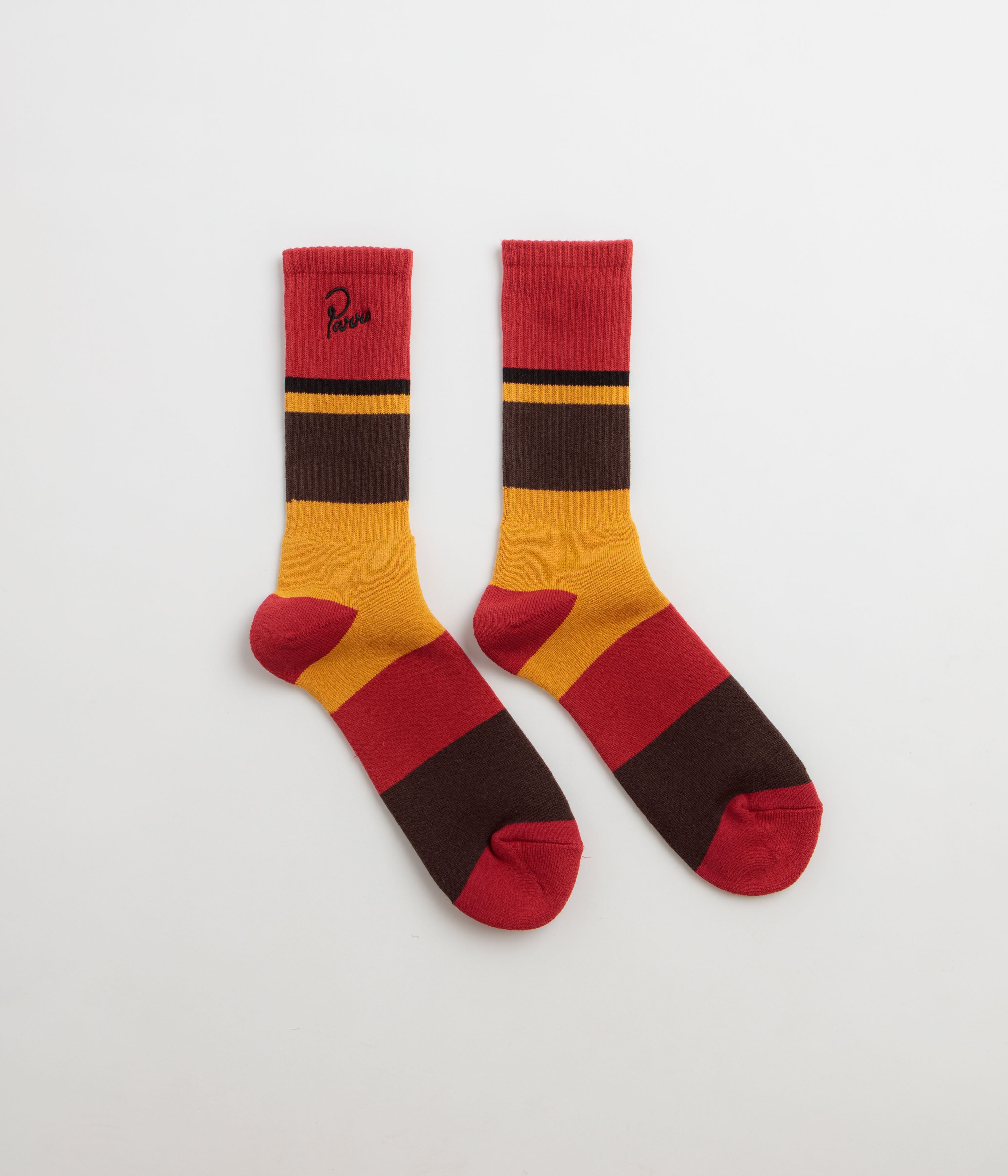 by Parra Signature Striped Crew Socks - Dark Red