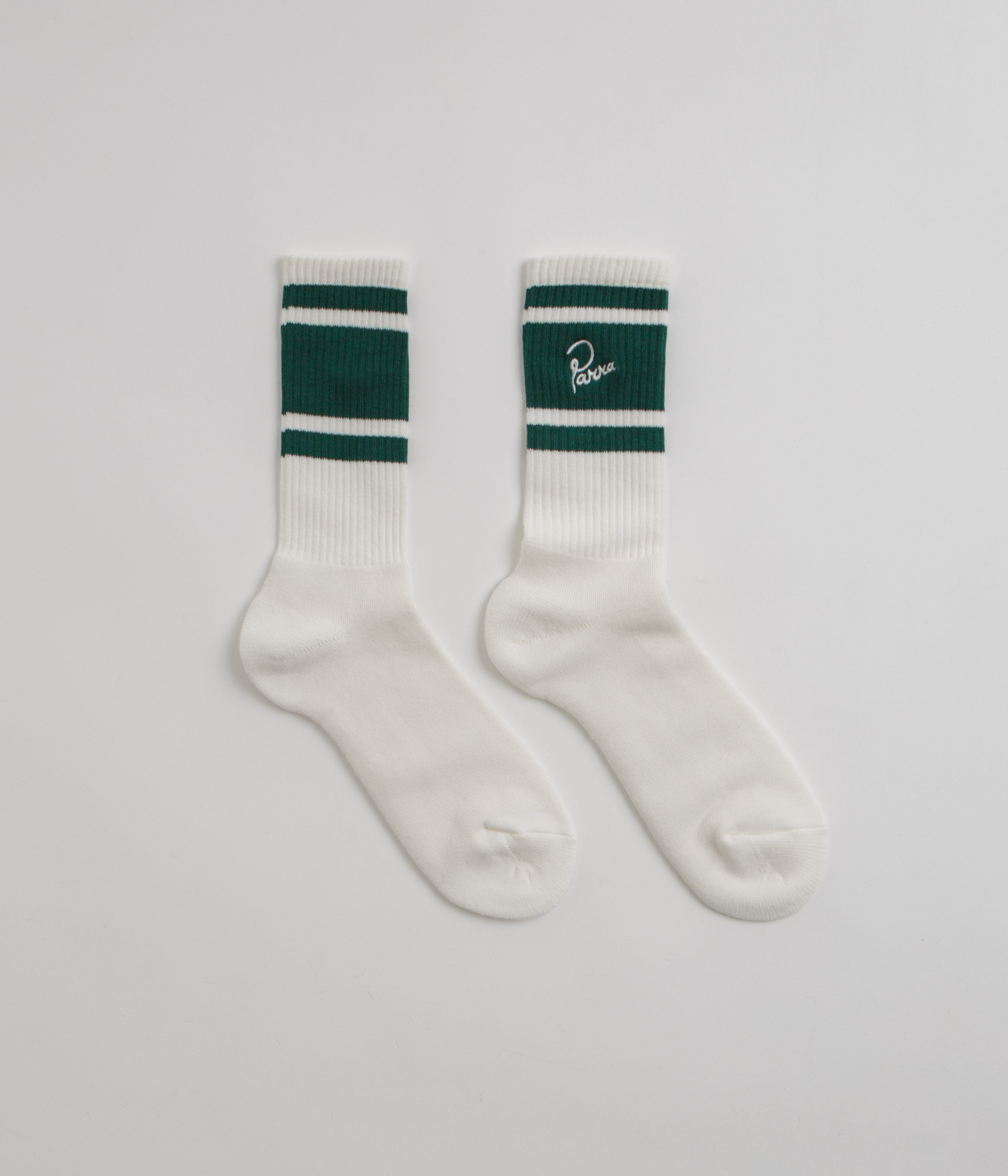 by Parra Signature Striped Crew Socks in Off White