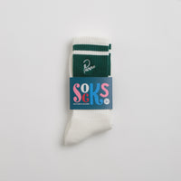 by Parra Signature Striped Crew Socks in Off White thumbnail