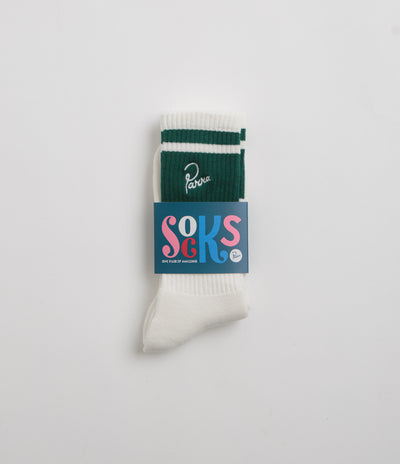 by Parra Signature Striped Crew Socks in Off White