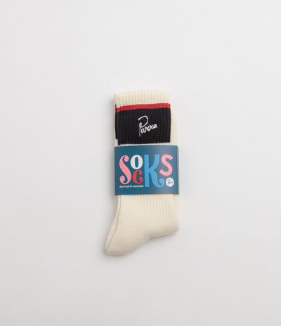 by Parra Signature Striped Crew Socks - White