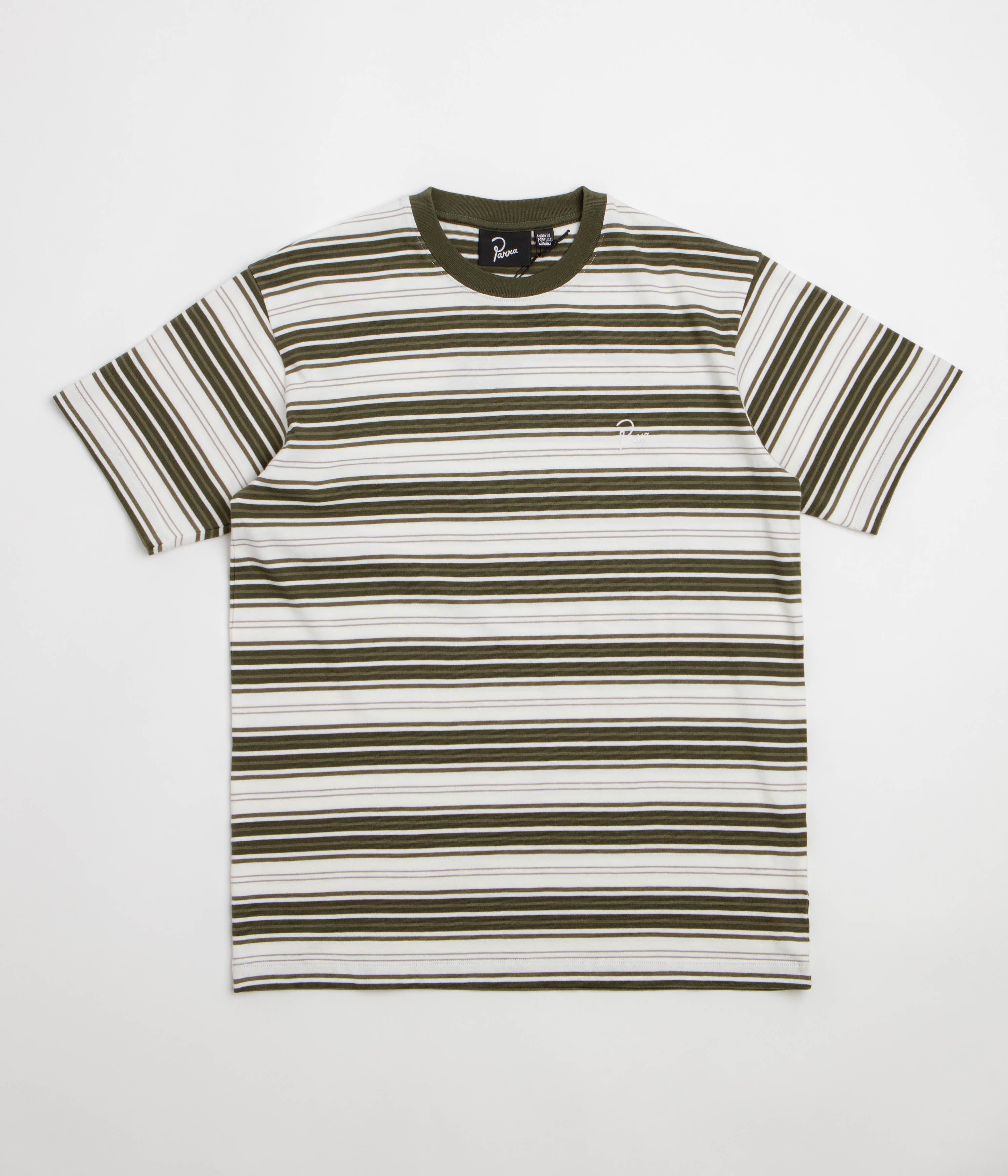 by Parra Signature Striped T-Shirt in Green