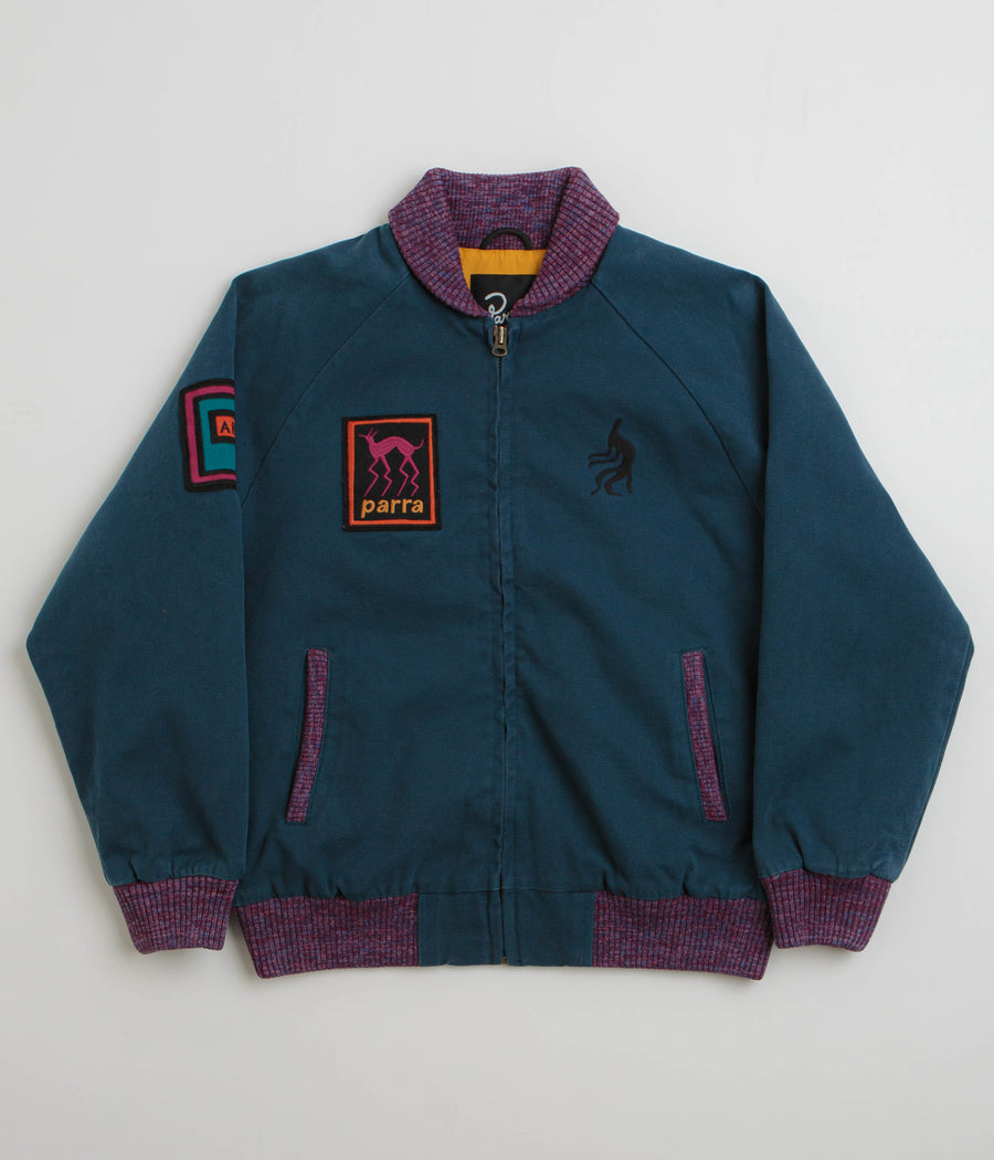 by Parra Skull Stalker Varsity Jacket in Washed Blue