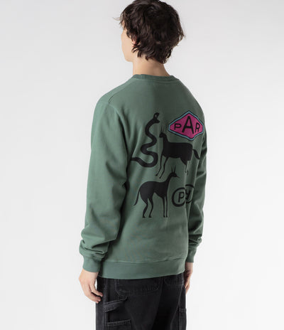 by Parra Snaked By A Horse Crewneck Sweatshirt - Pine Green
