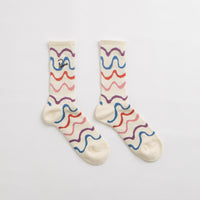 by Parra Sock Wave Crew Socks in Off White thumbnail