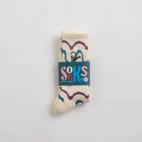 by Parra Sock Wave Crew Socks in Off White thumbnail