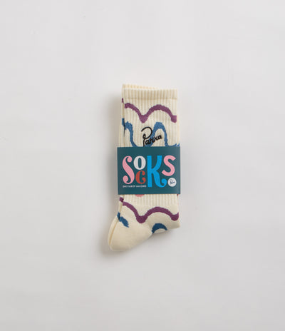by Parra Sock Wave Crew Socks in Off White
