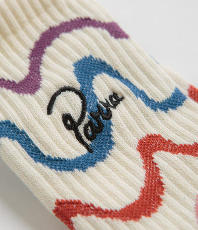 by Parra Sock Wave Crew Socks in Off White