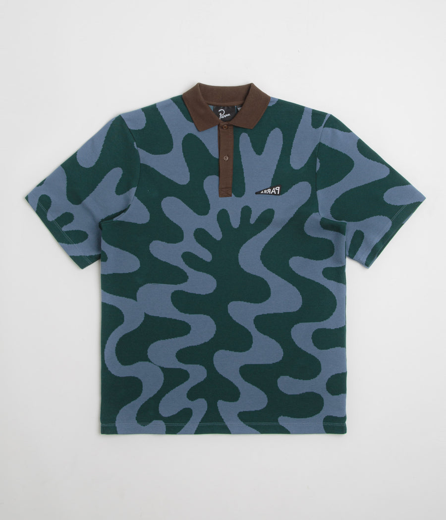 by Parra Splashed Polo Shirt in Pine Green