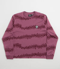 by Parra Stitched Skull Long Sleeve T-Shirt in Washed Magenta