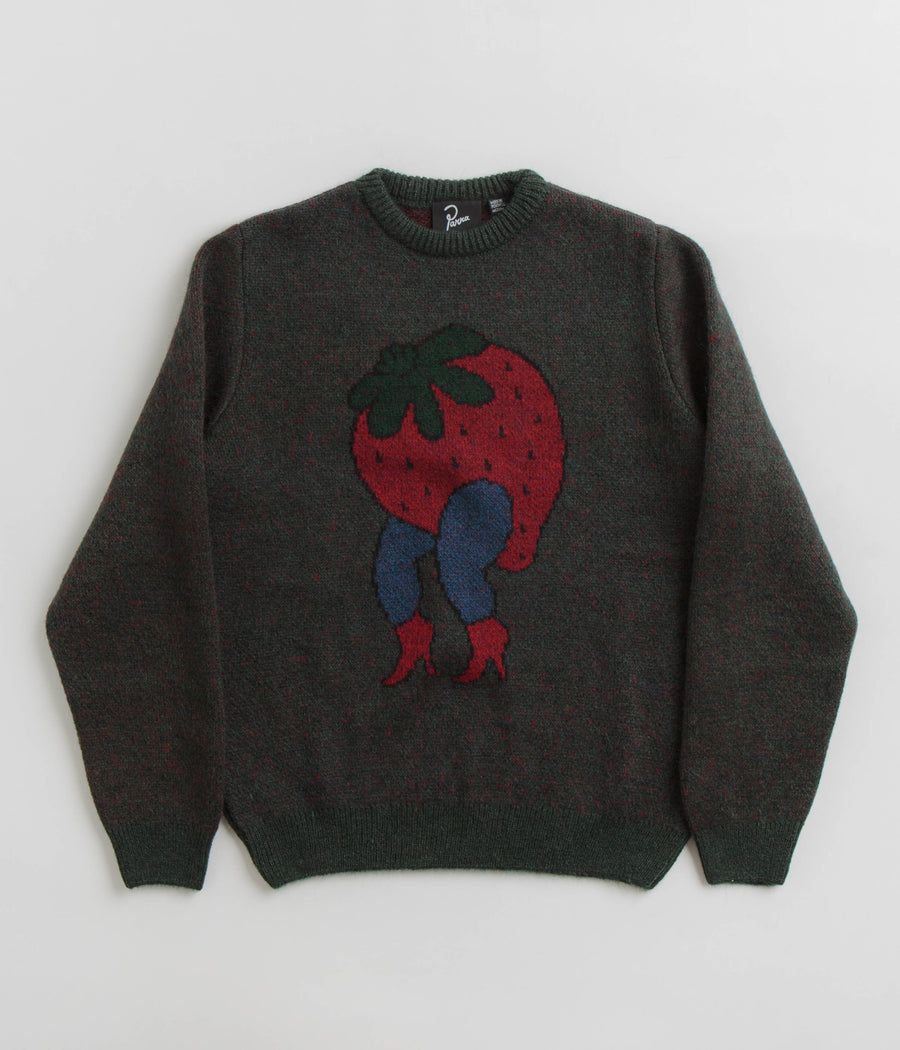 by Parra Stupid Strawberry Knitted Sweatshirt - Hunter Green