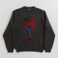 by Parra Stupid Strawberry Knitted Sweatshirt - Hunter Green thumbnail