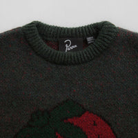 by Parra Stupid Strawberry Knitted Sweatshirt - Hunter Green thumbnail