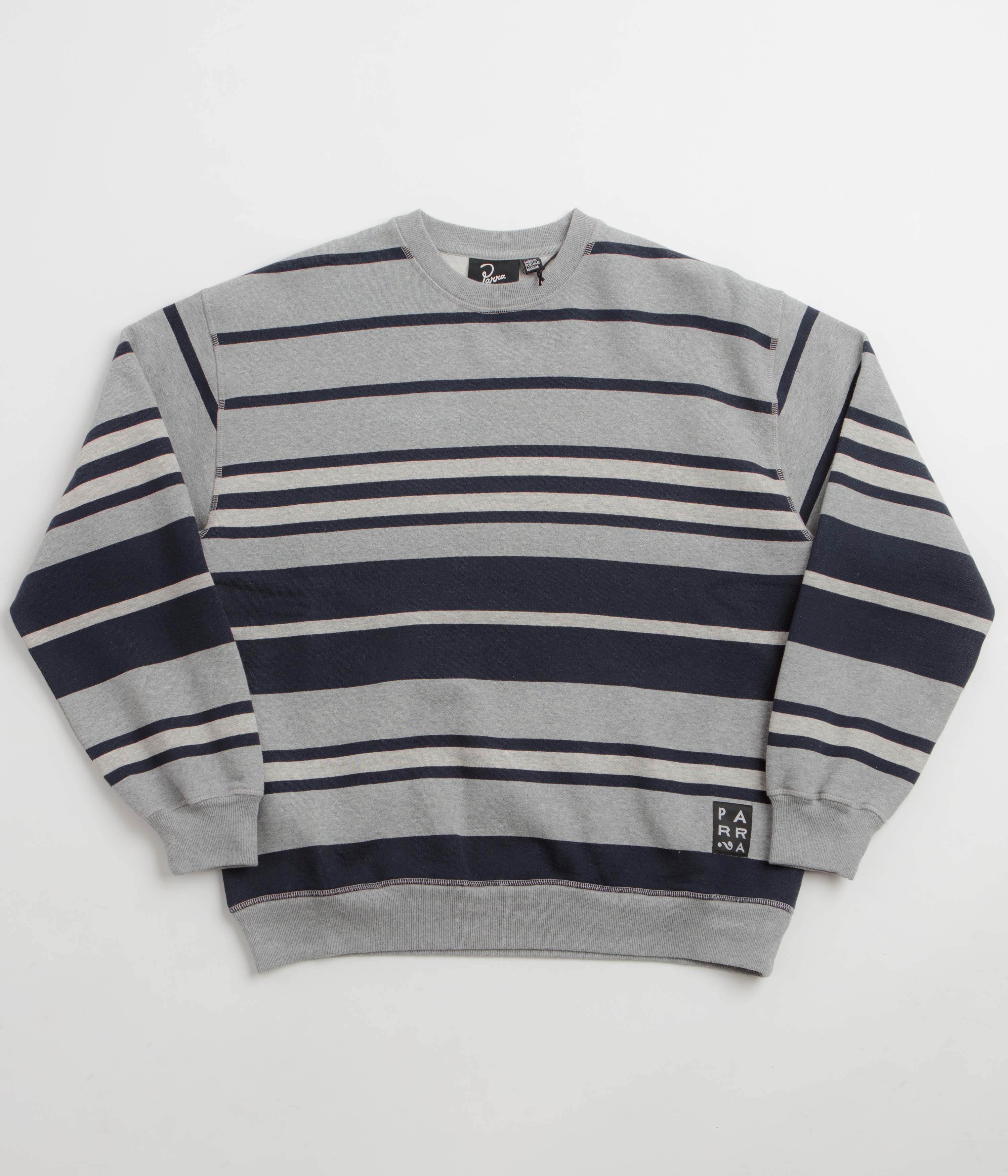 by Parra Sweatstriped Crewneck Sweatshirt - Heather Grey