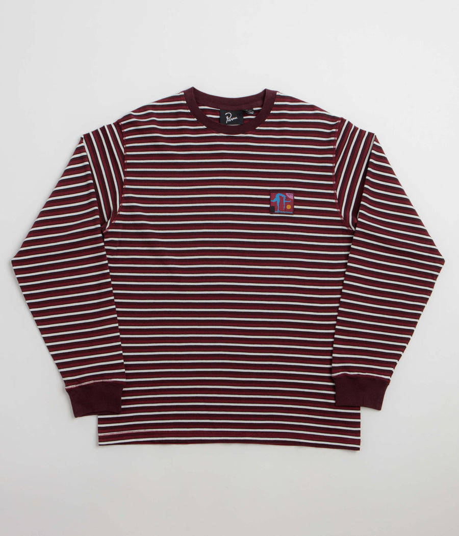 by Parra Tripped Stripes Pique Long Sleeve T-Shirt - Dark Red