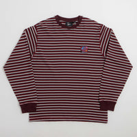 by Parra Tripped Stripes Pique Long Sleeve T-Shirt - Dark Red thumbnail