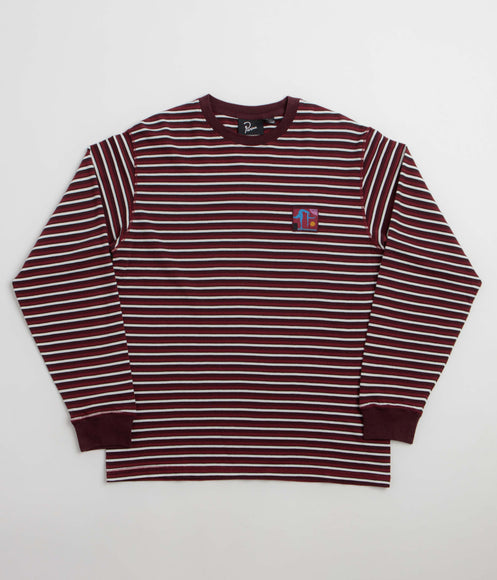 by Parra Tripped Stripes Pique Long Sleeve T-Shirt - Dark Red