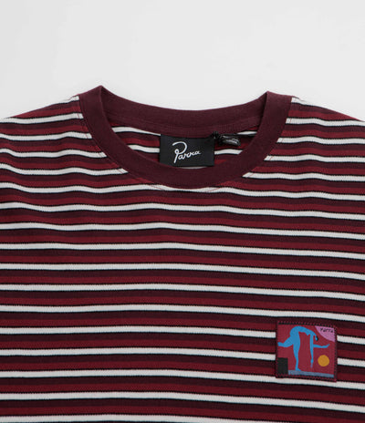 by Parra Tripped Stripes Pique Long Sleeve T-Shirt - Dark Red