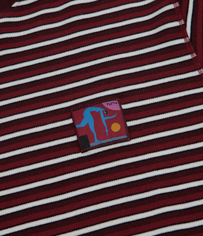 by Parra Tripped Stripes Pique Long Sleeve T-Shirt - Dark Red