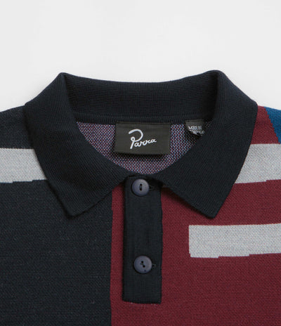 by Parra Vertical Forest Knitted Polo Shirt - Blue