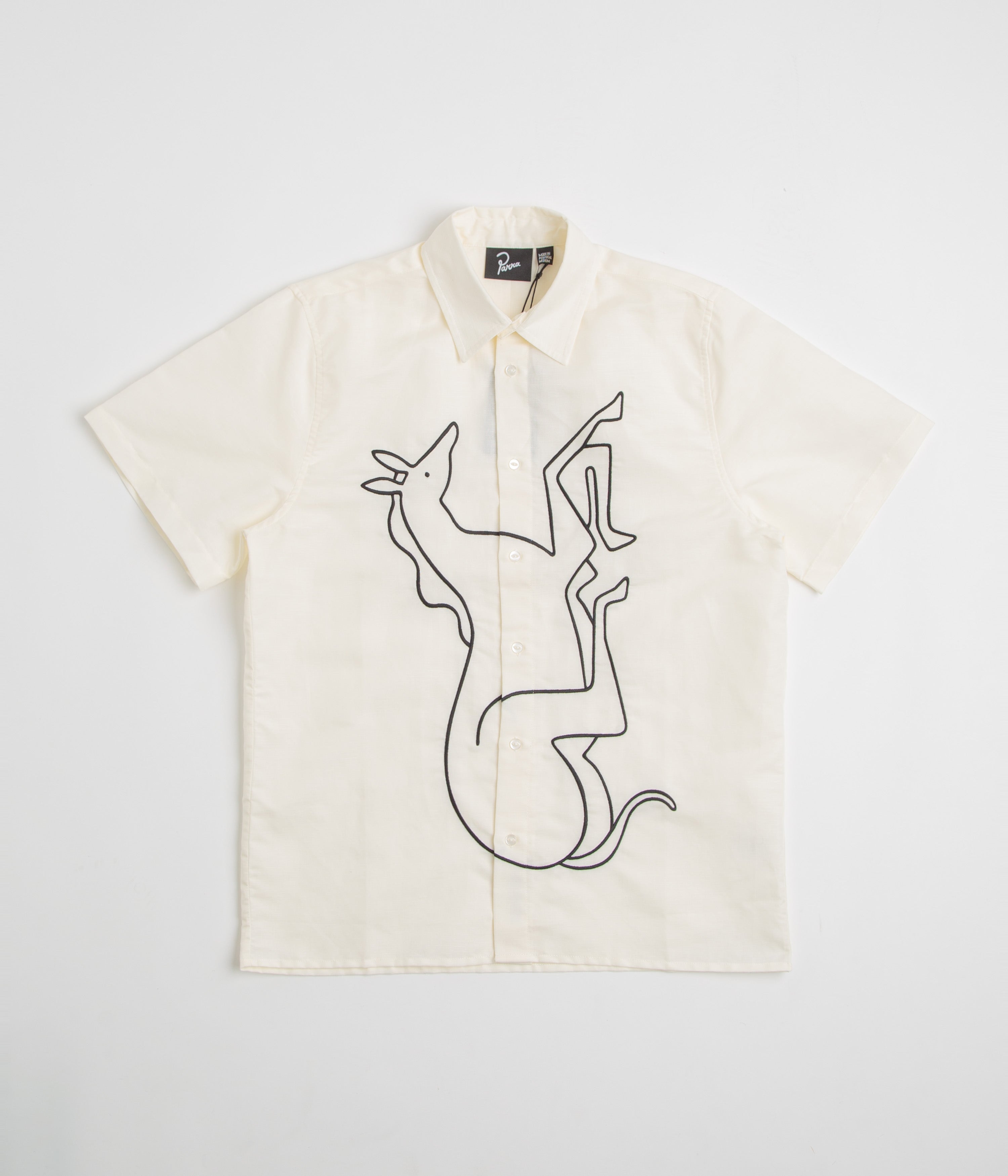 by Parra Vertical Horse Short Sleeve Shirt in Off White