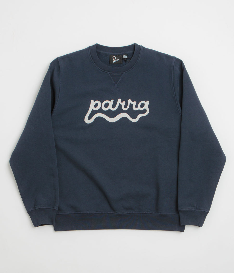 by Parra Water Wave Logo Crewneck Sweatshirt in Navy Blue