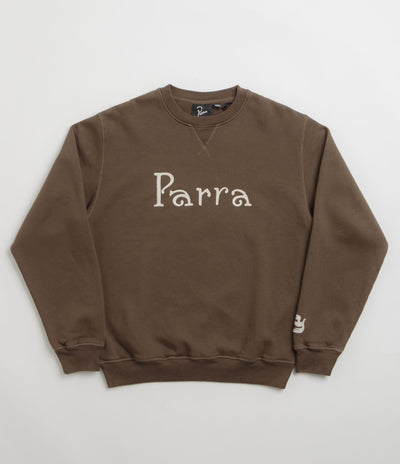 by Parra Weird Trad Logo Crewneck Sweatshirt - Brown