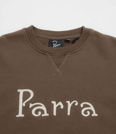 by Parra Weird Trad Logo Crewneck Sweatshirt - Brown
