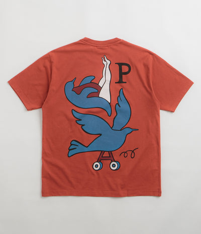 by Parra Wheeled Bird T-Shirt in Rust