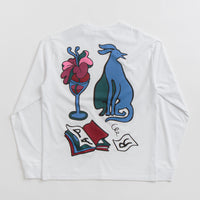 by Parra Wine And Books Long Sleeve T-Shirt in White thumbnail