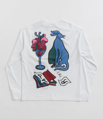 by Parra Wine And Books Long Sleeve T-Shirt in White