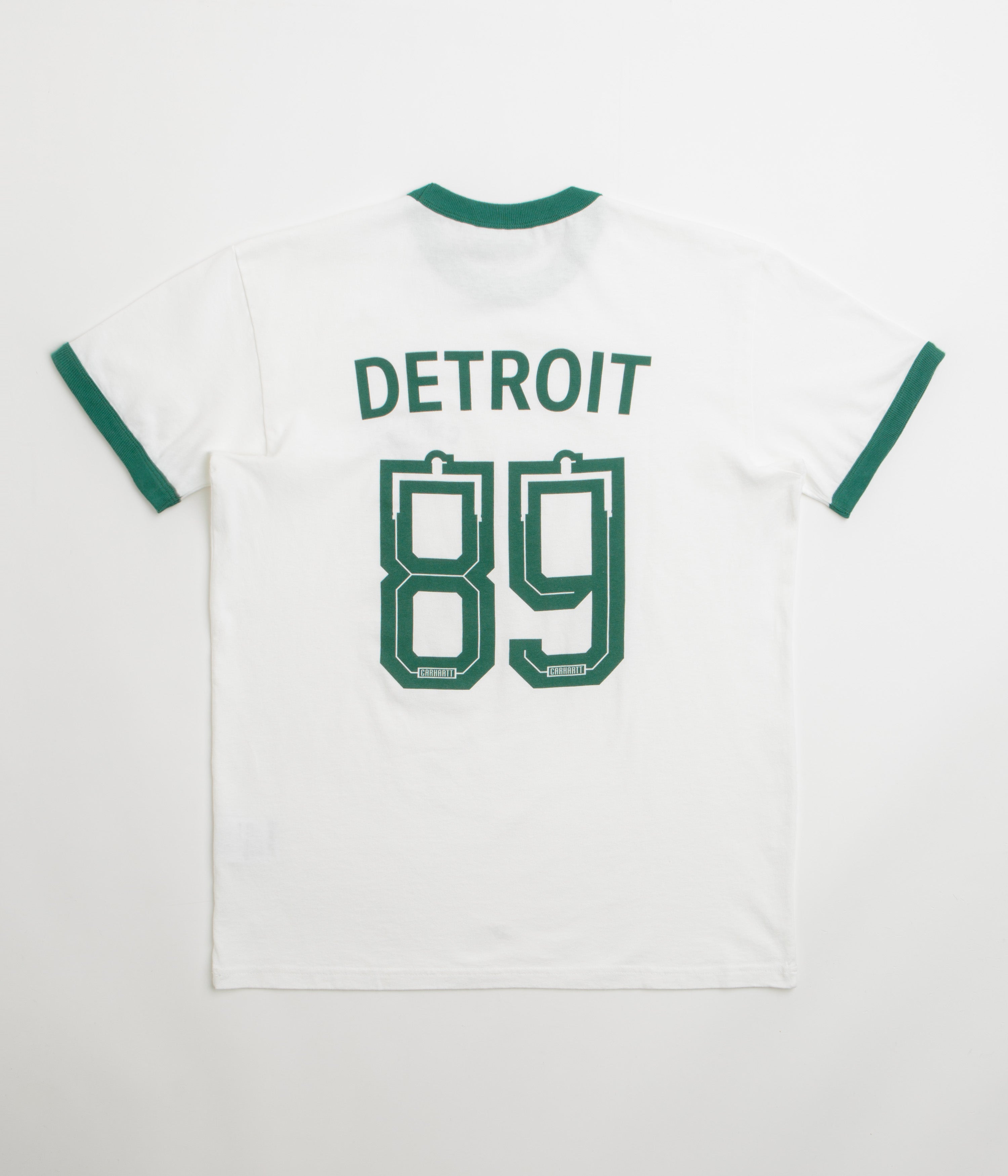 Carhartt 89 Ringer T-Shirt in White and Rainforest