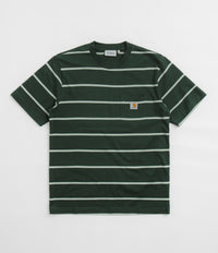 Carhartt Aiken Pocket T-Shirt in Aiken Stripe and Conifer