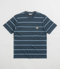 Carhartt Aiken Pocket T-Shirt in Aiken Stripe and Dusky Blue