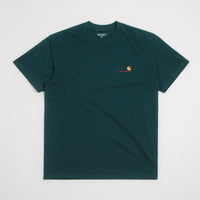 Carhartt American Script T-Shirt in Deep Lagoon and Deep Lagoon thumbnail