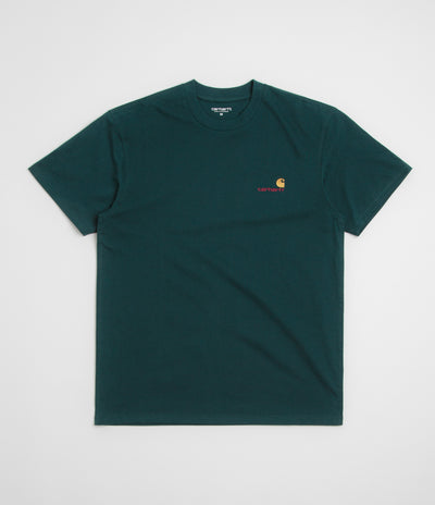 Carhartt American Script T-Shirt in Deep Lagoon and Deep Lagoon