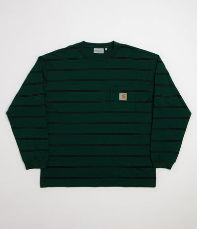 Carhartt Cardona Pocket Long Sleeve T-Shirt - Cardona Stripe / Natural / Dark Scarab