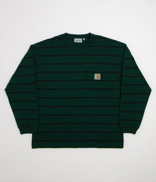 Carhartt Cardona Pocket Long Sleeve T-Shirt - Cardona Stripe / Natural / Dark Scarab